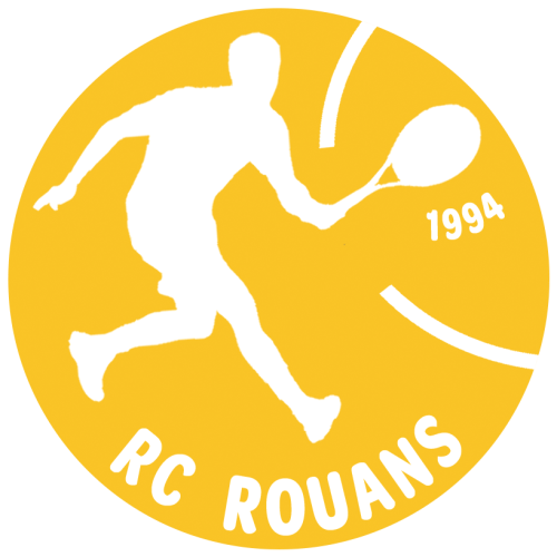 Logo du RC Rouans jaune et blanc, représentant un joueur de tennis