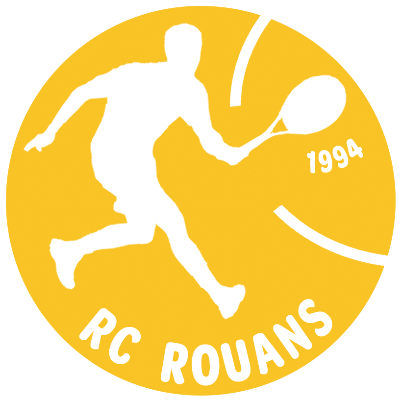 Logo du RC Rouans jaune et blanc, représentant un joueur de tennis