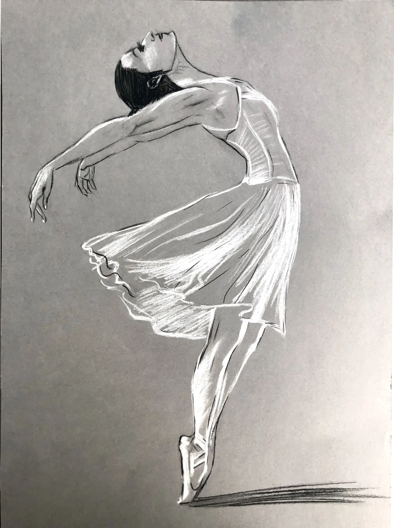 danseuse dessinée à la mine de plomb et à la craie