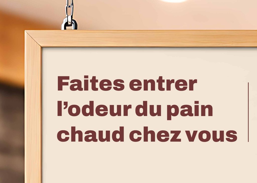 zoom sur l'affiche pour la vente de pains précuits: montrant la phrase accroche